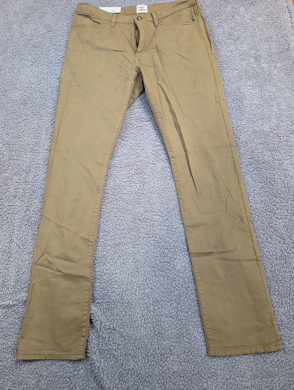 NWT Flint and Tinder Khakis Men's Size 33x34 Tan Slim Fit Slight Damage (1345)